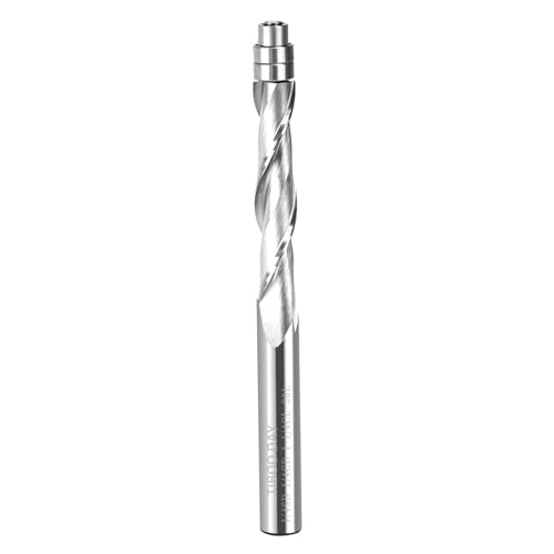 UP Cut Spiralfräser-Bit, 1/4-Zoll-Schaft, Vollhartmetall, bündig, Fräser-Bits mit unterem Lager, 1-1/4 Schnittlänge für Holzbearbeitung von TIBOO DAY
