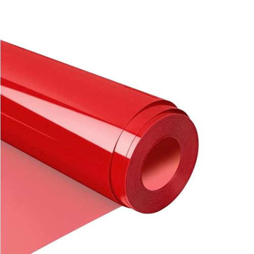 Plotterfolie Textil, Flexfolie Plotter Textil, 12"x6ft PU Wärmeübertragungsvinylrolle Wärmepressvinyl für DIY-Kleidung, T-Shirts, Stofftaschen (rot) von TICFOX