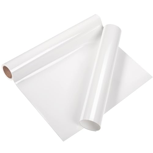 Plotterfolie Textil, Flexfolie Plotter Textil, 12"x6ft PU Wärmeübertragungsvinylrolle Wärmepressvinyl für DIY-Kleidung, T-Shirts, Stofftaschen (weiß) von TICFOX