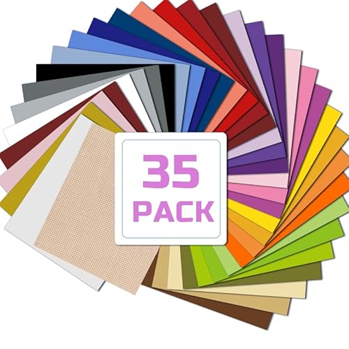 Plotterfolie Textil, Flexfolie Plotter Textil, PU Wärmeübertragungsvinyl Wärmepressvinyl für DIY-Kleidung, T-Shirts, Taschen, Schuhe (35 Blatt, 12x12 Zoll) von TICFOX