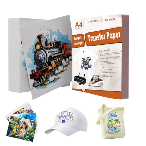 T Shirt Transferpapier, Professionelle Inkjet Transferfolien, A4 Tintenstrahl Sublimationspapier Wärmeübertragungspapier Standard A4 Thermosublimations Bügeltransfers für Tassen (Standard 10 Blatt) T Shirt Transferpapier, Professionelle Inkjet Transferfolien, A4 Tintenstrahl Sublimationspapier Wärmeübertragungspapier Standard A4 Thermosublimations Bügeltransfers für Tassen (Standard 10 Blatt) von TICFOX