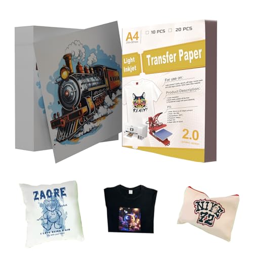 T Shirt Transferpapier, Professionelle Inkjet Transferfolien, A4 Tintenstrahl Sublimationspapier Wärmeübertragungspapier Standard A4 Thermosublimations Bügeltransfers für Tassen (Upgrade 10 Blatt) T Shirt Transferpapier, Professionelle Inkjet Transferfolien, A4 Tintenstrahl Sublimationspapier Wärmeübertragungspapier Standard A4 Thermosublimations Bügeltransfers für Tassen (Upgrade 10 Blatt) von TICFOX