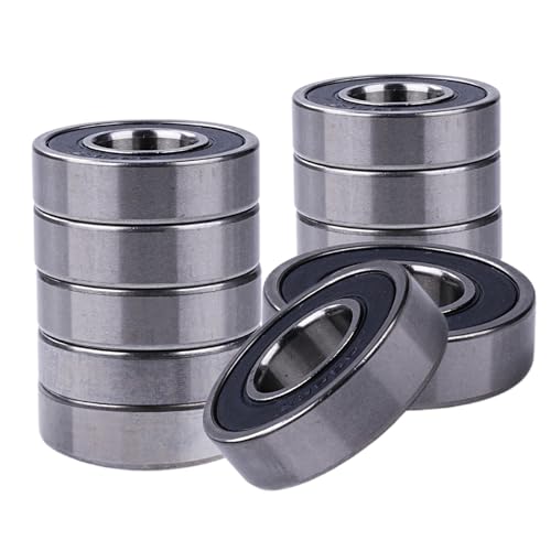 TICFOX 10 Stück R8 RS Kugellager, Gummi Versiegelte Rillenkugellager, Miniatur Rillenkugellager mit Gummidichtung doppelt geschirmte Kugellager für Rollstuhl Schleifscheibe von TICFOX