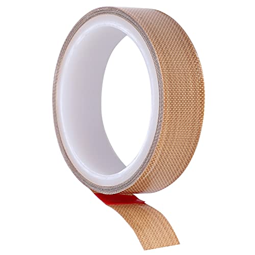 TICFOX Ptfe -Kleber Teflon -Stoffband, Hitzebeständiges Klebeband Ptfe Materialkleber Wärmeisolierung Dichtungsbandrolle für Versiegelung (Dicke 0,18*Breite 25 mm*Länge 10m) von TICFOX