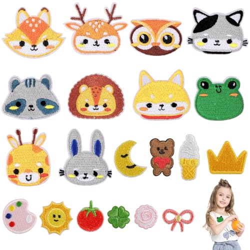 Flicken zum Aufbügeln für Kinder – 20 Stück, Cartoon Tiermuster & Mini Designs, mit Bügel- und Nähoption, Ideal für DIY Bastelprojekte & Kleidungsreparaturen Flicken zum Aufbügeln für Kinder – 20 Stück, Cartoon Tiermuster & Mini Designs, mit Bügel- und Nähoption, Ideal für DIY Bastelprojekte & Kleidungsreparaturen von TICKLELY