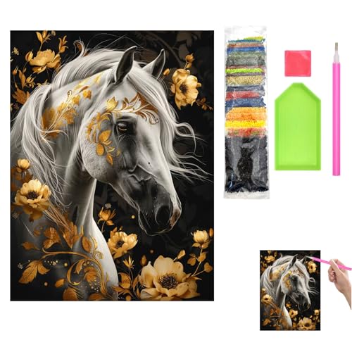 TICKLELY Romantische Pferde Diamond Painting Erwachsene Diamond Painting Pferde Diamant Malerei Set 30x40cm Pferde Motiv, Hochwertige Leinwand, Runde Diamanten, Komplettes Zubehör Set TICKLELY Romantische Pferde Diamond Painting Erwachsene Diamond Painting Pferde Diamant Malerei Set 30x40cm Pferde Motiv, Hochwertige Leinwand, Runde Diamanten, Komplettes Zubehör Set von TICKLELY