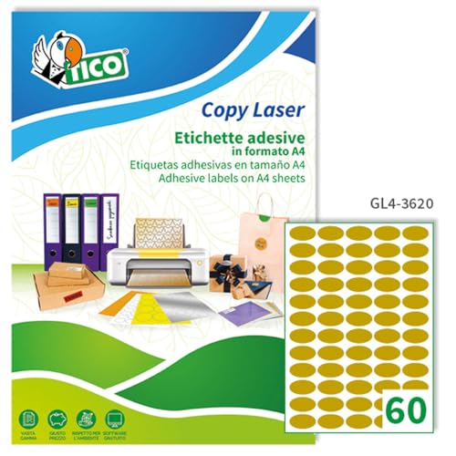 TICO 947887 Kasten 100 Glanz Papier Etikette, gelb von TICO