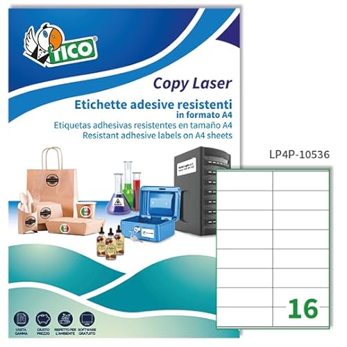 TICO lp4p-10536 Etikett aus Polyester, 105 x 36, Weiß von TICO