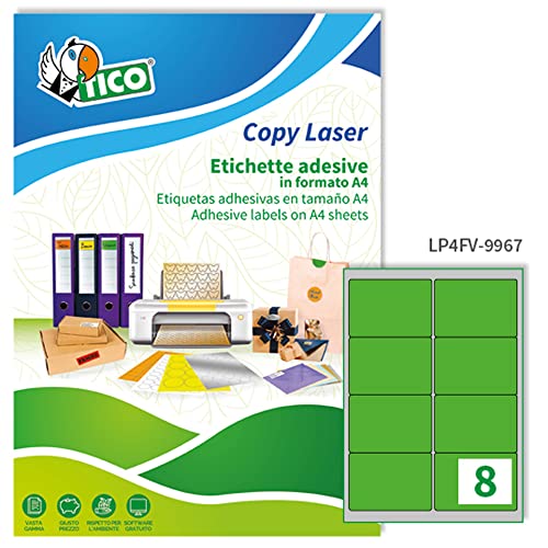 Tico LP4FV-9967 Etiketten, abgerundete Ecken, 70 FF, 99,1 x 67,7, Grün, 70 Stück Tico LP4FV-9967 Etiketten, abgerundete Ecken, 70 FF, 99,1 x 67,7, Grün, 70 Stück von TICO