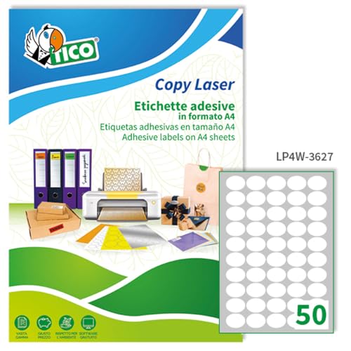 Tico LP4W-3627 Etiketten, oval, 100 Stück, Weiß Tico LP4W-3627 Etiketten, oval, 100 Stück, Weiß von TICO