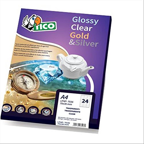 Tico PC4-36 Etiketten, 36 x 22, 100 Stück, transparent glänzend Tico PC4-36 Etiketten, 36 x 22, 100 Stück, transparent glänzend von TICO