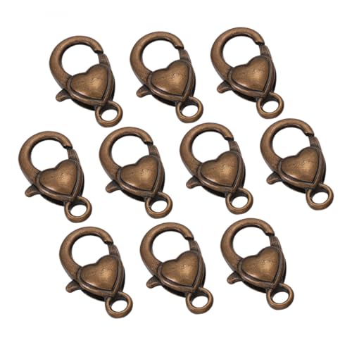 TIDTALEO 10 Stück Teiliges Bronze Legierung Herzförmige Karabinerverschlüsse Schmuckverschluss DIY Schlüsselanhänger Anhänger Bastelzubehör Langlebig Vielseitig für Halsketten Armbänder von TIDTALEO