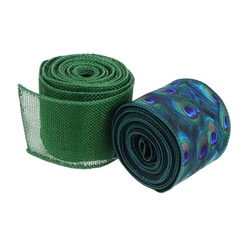 TIDTALEO 2 Stück Teiliges Set Grüne Drahtkantenband mit Pfauenfedermuster Breit Polyester Vielseitiges Dekoband für Hochzeiten Weihnachtskränze Geschenkverpackungen und Diy Bastelprojekte TIDTALEO 2 Stück Teiliges Set Grüne Drahtkantenband mit Pfauenfedermuster Breit Polyester Vielseitiges Dekoband für Hochzeiten Weihnachtskränze Geschenkverpackungen und Diy Bastelprojekte von TIDTALEO