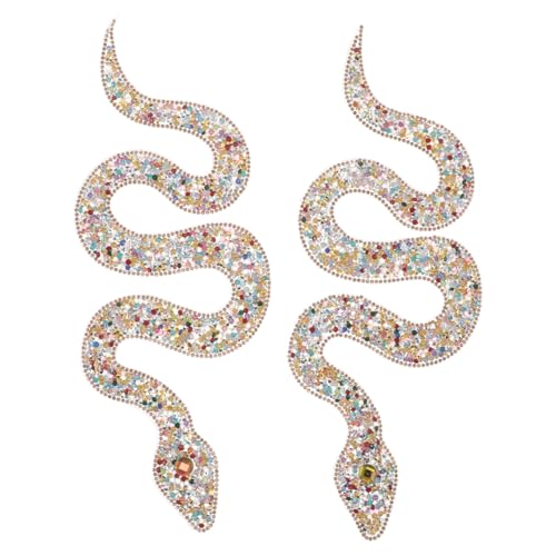 TIDTALEO 2 Stück Teiliges Strass Bügelmotiv Schlangenform Langlebige Rhinestone Applikationen Vielseitig für Kleidung Schuhe Taschen zum Aufbügeln Jeans Baumwolle Leder DIY Modeakzente von TIDTALEO