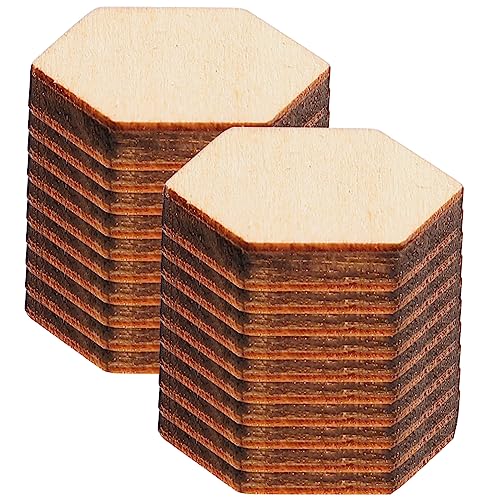 TIDTALEO 200 Stück Sechseckige Holzteile aus Hochwertigem Buchenholz Glatte Oberfläche Langlebige DIY Holzornamente für Basteln Hochzeit Geburtstag und Weihnachtsdekoration von TIDTALEO