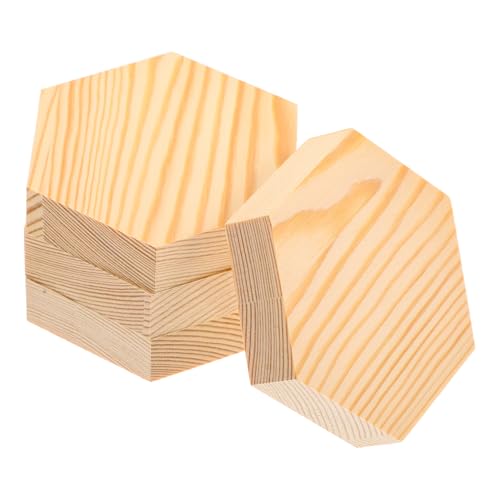 TIDTALEO 4 Stück Teiliges Sechseckige Naturbelassene Holzscheiben Glatte Oberfläche Langlebige Holzstücke zum Basteln DIY Holzplatte für Kreative Handwerksprojekte von TIDTALEO