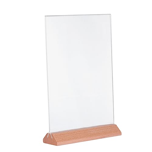 TIDTALEO Acryl -Essmarke hochzeitsdeko wedding decoration Transparenter Tischkartenhalter hochzeitdeko desk decoration Stand Schilderhalter für Flyer bilderrahmen Tischmenühalter Holz von TIDTALEO
