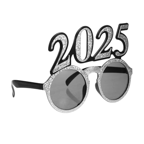 TIDTALEO Digitale Brille Lustige Tanzbrille Silvesterparty Brille Abschlussfeier Trendige 2025 Neujahrsbrille LED Silvesterbrille Geformte 2025 Neujahrsbrille Silber von TIDTALEO