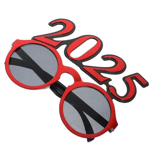 TIDTALEO Digitale Brille Mit Rundem Rahmen Partybrille Silvesterbrille Flippige Brille Lustige Tanzbrille Neujahrsdekorationen 2025 Silvesterpartybrille 2025 Partybrille PC Rot von TIDTALEO