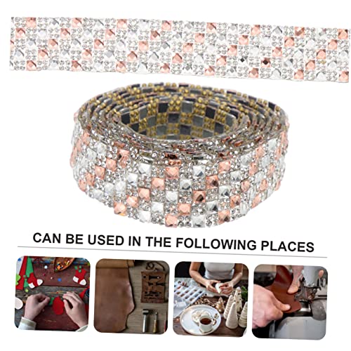 TIDTALEO Glitzerndes Strassband Breit Rolle Hitzebeständiges Zuschneidbares Kostüm und Textilband Mehrreihiges Champagner und Weiß Diamant Design Vielseitig für Handwerk und Bekleidung von TIDTALEO