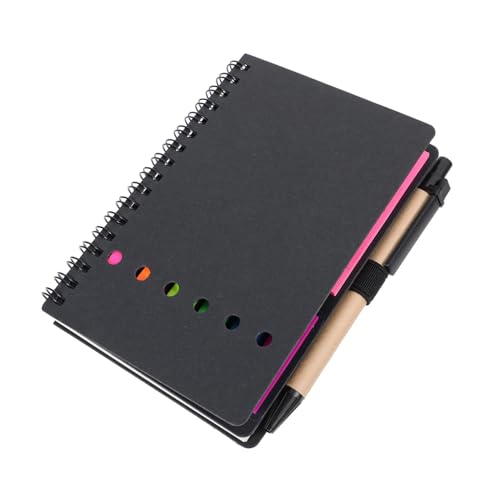 TIDTALEO Loose Leaf Notizbuch mit Haftnotizen Wasserfeste Pet Papierblätter Spirale Design Kleines Leichtes Planer Notebook für Büro Schule und Meetings Schwarzes PU Cover von TIDTALEO