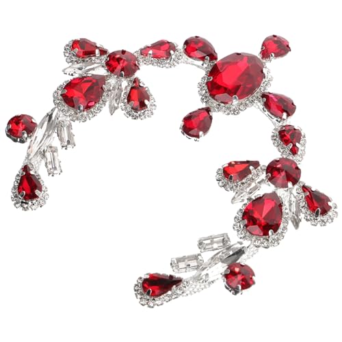 TIDTALEO Rhinestone Applique Patch Wasserfallkette Rot Groß Oval Strass Schmuck Nähen Handtasche DIY Kleidung Verzierung von TIDTALEO