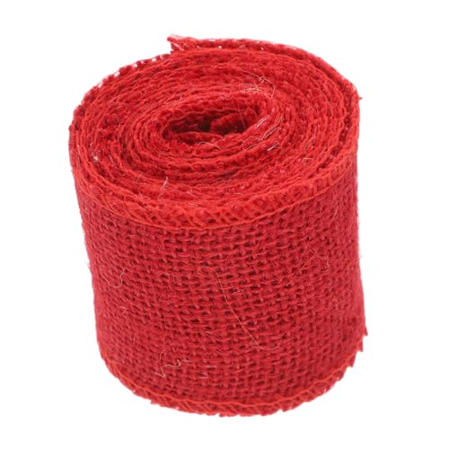 TIDTALEO Weihnachtsdekorationsstoffrolle Rotes Band Jute Sackleinenband Für Weihnachtsbaum Farbe Rotes Jute Sackleinenband Sackleinen Band von TIDTALEO