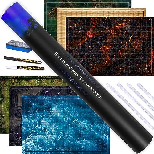 Tidyboss DND Erweiterungspaket | 3 x doppelseitige 61 x 91 cm Spielgittermatte | 6 Terrains mit Lava, Meer, Wald, Höhle, Sumpf und Wüste | inklusive 2 trocken abwischbaren Markern, Radiergummi und Tidyboss DND Erweiterungspaket | 3 x doppelseitige 61 x 91 cm Spielgittermatte | 6 Terrains mit Lava, Meer, Wald, Höhle, Sumpf und Wüste | inklusive 2 trocken abwischbaren Markern, Radiergummi und von TIDYBOSS