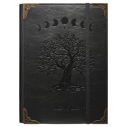 TIEFOSSI A5-Ringbuch mit 6 Ringen Tagebuch für Frauen und Männer, Hardcover Notizbuch aus PU-Leder, Vintage-Baum-Notizbücher, College Lineatur für Schule, Arbeit, Reise & Organisation von TIEFOSSI