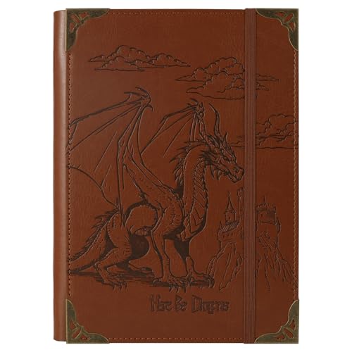 TIEFOSSI A5-Ringbuch mit 6 Ringen Tagebuch für Frauen und Männer, Hardcover Notizbuch aus PU-Leder, Vintage-Drachen-Notizbücher für Jungen, College Lineatur für Schule, Arbeit, Reise & Organisation von TIEFOSSI