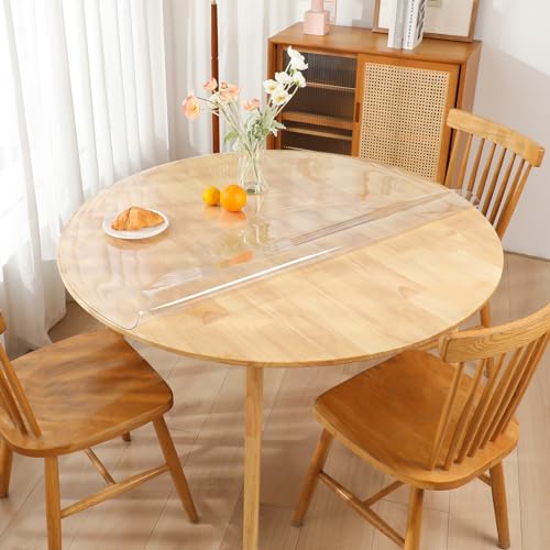 TIEHAN Runde PVC Tischdecken, 1.5 mm dicker Durchmesser 90 cm transparente runde Tischabdeckung, wasserdichte Kunststoff Tischsets Schreibtisch Pads Tischschutz von TIEHAN