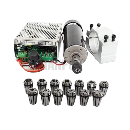 TIEOAXFT 0,5 kW Klemmen Luftgekühlte Luftgekühlte Spindel ER11 Spannfutter CNC 500 W Spindelmotor + Stromversorgung Drehzahlregler(Package 6) von TIEOAXFT