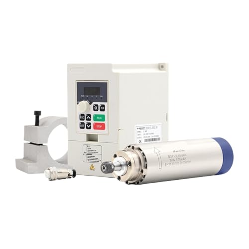 TIEOAXFT 1,5 kW ER11 Luftgekühlte Spindel 24000 U/min Luftkühlung 400 H/z 4 Lager 65 x 204 mm & 1,5 kW QL VFD/Wechselrichter & 65 mm Halterung(110/v) von TIEOAXFT