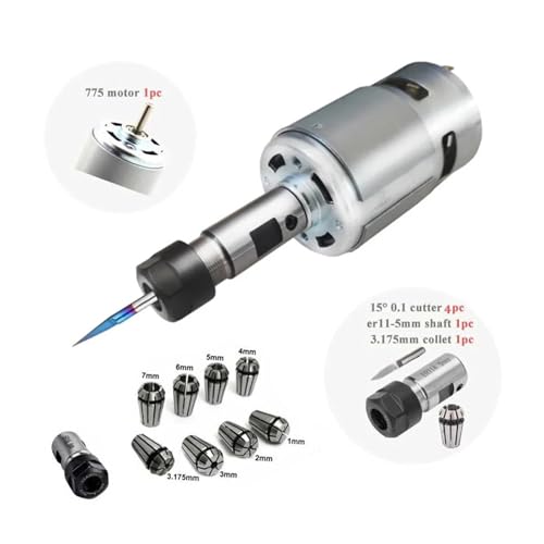 TIEOAXFT 1 stück 775 DC Motor 12-36 V Spindelmotor ER11 Verlängerungsstange Mit ER11 Spannzange for CNC Router Maschine 1610/2417 3018(Motor Set) von TIEOAXFT