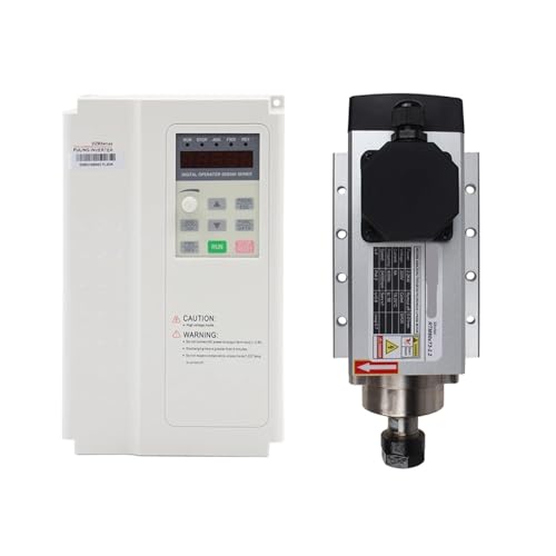 TIEOAXFT 2,2 KW ER20 CNC Luftgekühlter Spindelmotor Quadratisch for Holzbearbeitungsfräser Gravurfräsmaschine(Spindle and FL VFD,110/V) von TIEOAXFT