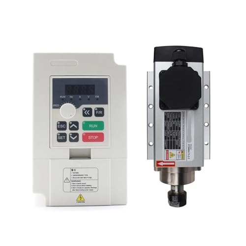 TIEOAXFT 2,2 KW ER20 CNC Luftgekühlter Spindelmotor Quadratisch for Holzbearbeitungsfräser Gravurfräsmaschine(Spindle and mini VFD,220/V) von TIEOAXFT