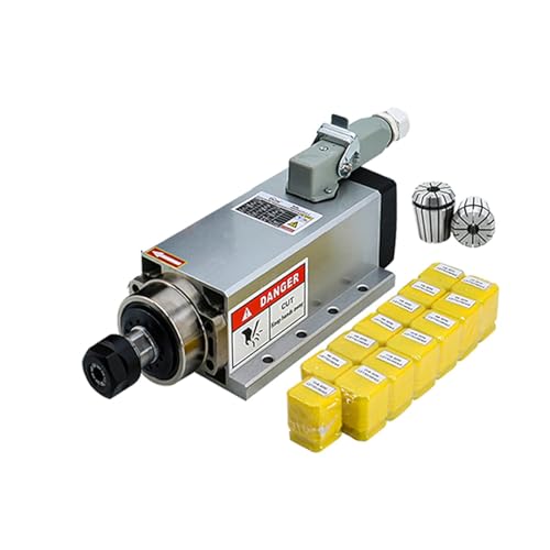 TIEOAXFT 2,2 kW 110/V 220/V 380 V 24000 U/min 400 H/z Quadratischer luftgekühlter Spindelmotor mit ER20-Sammelgehäuse for CNC-Holzbearbeitungsfräsmaschinen(Aviation Connector,220V) von TIEOAXFT