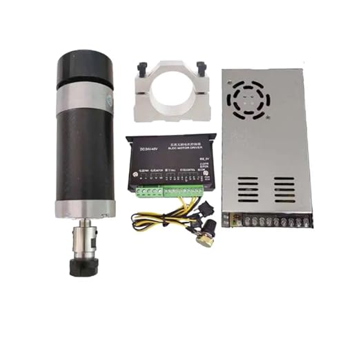 TIEOAXFT 48 V 500 W ER11/ER16 bürstenlose Spindel + 55-mm-Klemme mit Schrauben + 48-V-Treiber for bürstenlosen Motor + 48 VDC 10,5-A-Netzteil(Package 5,ER11) von TIEOAXFT