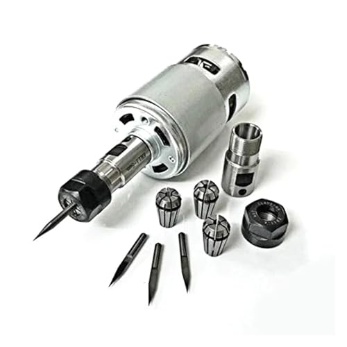 TIEOAXFT 775 DC Motor 12-36V Kugellager Spindel Motor Mit ER11 Verlängerung Stange Carving Messer for CNC Router Maschine 1610/2417/ 3018(Motor Set) von TIEOAXFT