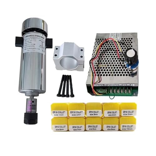 TIEOAXFT 800 W 110/VDC 20000 U/min CNC-Spindelmotor-Kit ER16/Chuck 800 W Spindelmotor + Drehzahlregler der Stromversorgung for Gravieren(Package 6 ER16) von TIEOAXFT