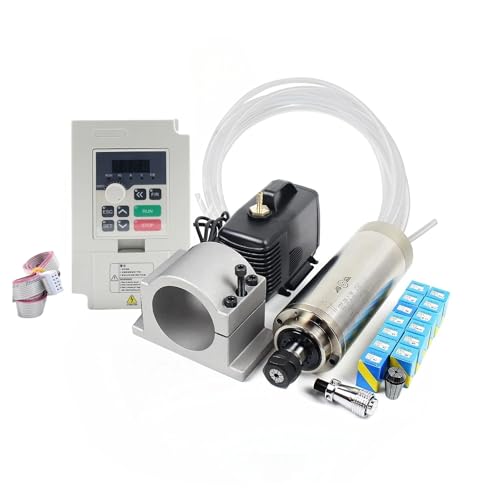 TIEOAXFT CNC-Fräsen, 2,2 kW ER20, wassergekühlter Spindelmotor-Bausatz, Durchmesser 80 mm, 0,01 mm Genauigkeit und Frequenzantrieb, 80-W-Pumpe, 80-mm-Halterung(Full kit) von TIEOAXFT