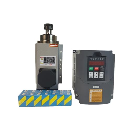 TIEOAXFT 【CNC-Kit, quadratischer, luftgekühlter Kühlspindelmotor, 2,2 kW, 220/V, 24000 U/min, ER20 und HY-Wechselrichter VFD(Kit 2) von TIEOAXFT