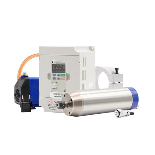 TIEOAXFT G-Penny 1,5 kW ER16 220/380 Spindelmotor for die Metallbearbeitung, Bullet-Typ, D=80 mm, 1,5 kW Frequenzantrieb, 80 mm Halterung, 75 W Wasserpumpe(380v,FL Inverter-BD612) von TIEOAXFT