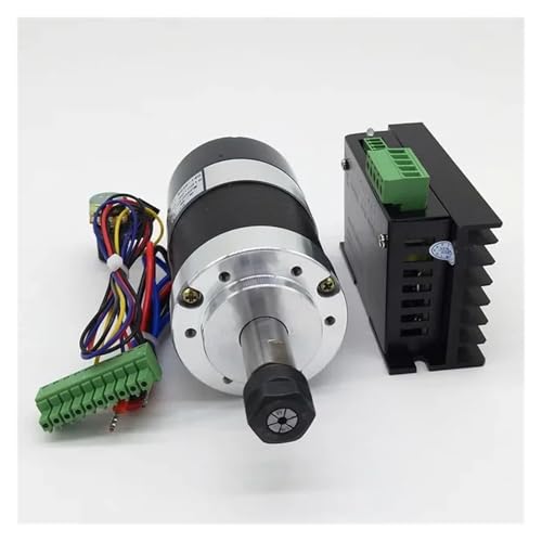TIEOAXFT Luftgekühlte Spindel ER11/ER16 Spannzange 500W/300W Bürstenloser Spindelmotor Graviermaschine 48V Netzteil Treiber + 55mm Klemme(300W Set 2,ER11) von TIEOAXFT