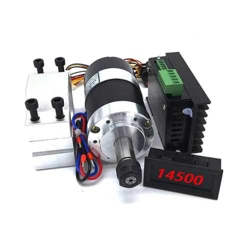 TIEOAXFT Luftgekühlte Spindel ER11/ER16 Spannzange 500W/300W Bürstenloser Spindelmotor Graviermaschine 48V Netzteil Treiber + 55mm Klemme(300W Set 4,ER16) von TIEOAXFT