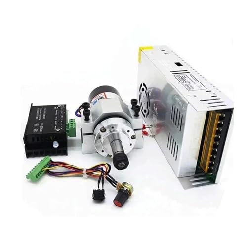 TIEOAXFT Luftgekühlte Spindel ER11/ER16 Spannzange 500W/300W Bürstenloser Spindelmotor Graviermaschine 48V Netzteil Treiber + 55mm Klemme(400W Set 4,ER16) von TIEOAXFT