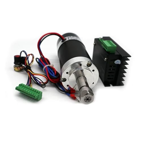 TIEOAXFT Luftgekühlte Spindel ER11/ER16 Spannzange 500W/300W Bürstenloser Spindelmotor Graviermaschine 48V Netzteil Treiber + 55mm Klemme(500W Set 2,ER16) von TIEOAXFT