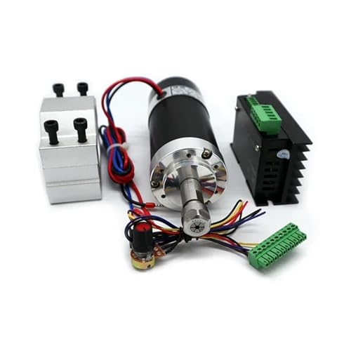 TIEOAXFT Luftgekühlte Spindel ER11/ER16 Spannzange 500W/300W Bürstenloser Spindelmotor Graviermaschine 48V Netzteil Treiber + 55mm Klemme(500W Set 3,ER11) von TIEOAXFT