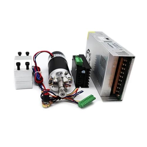 TIEOAXFT Luftgekühlte Spindel ER11/ER16 Spannzange 500W/300W Bürstenloser Spindelmotor Graviermaschine 48V Netzteil Treiber + 55mm Klemme(500W Set 4,ER11) von TIEOAXFT