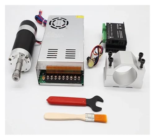 TIEOAXFT Luftgekühlte Spindel ER11/ER16 Spannzange 500W/300W Bürstenloser Spindelmotor Graviermaschine 48V Netzteil Treiber + 55mm Klemme(500W Set 6,ER11) von TIEOAXFT